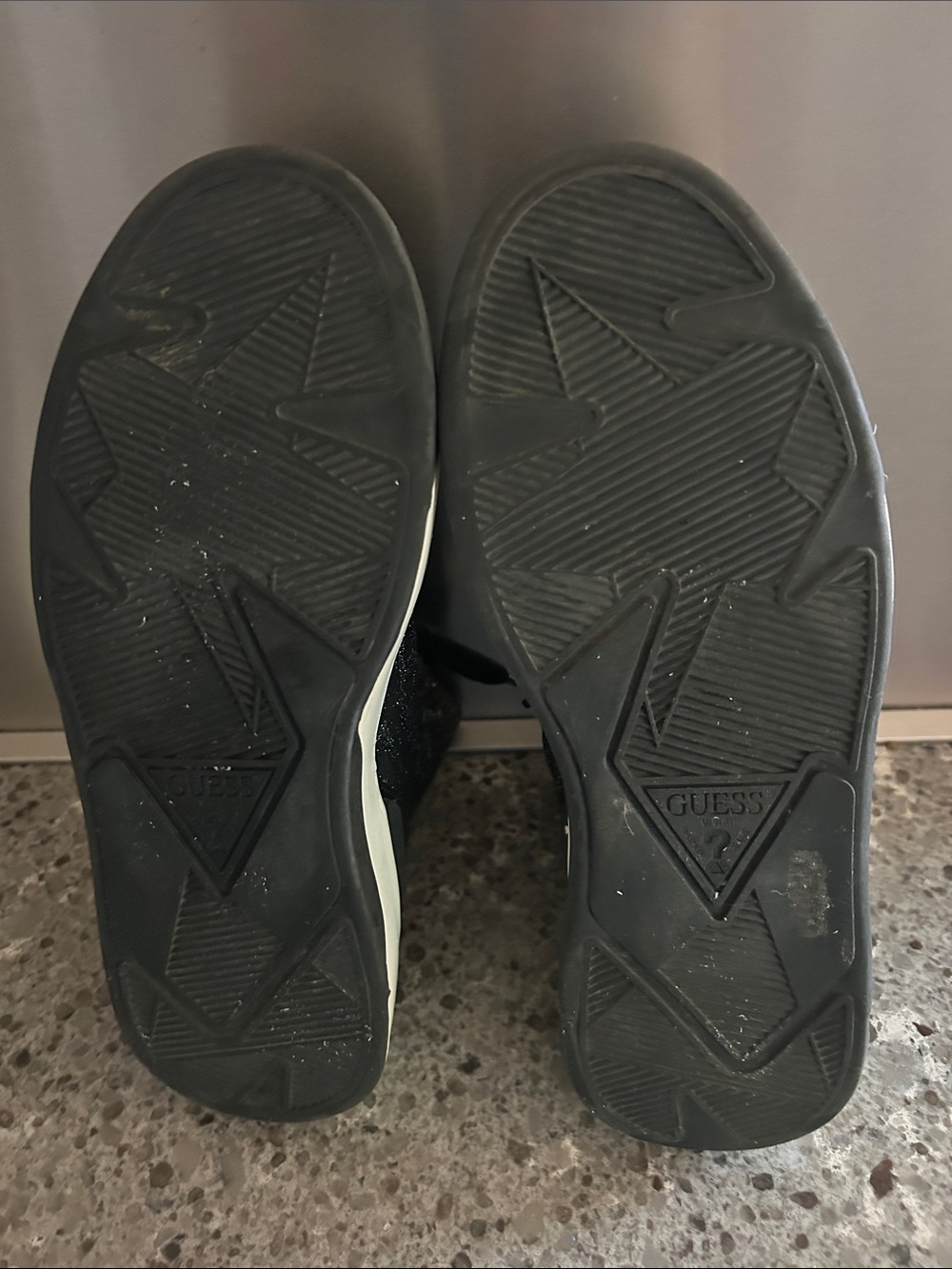 GUESS Black Knit High-Top Logo Sneakers with Silver Accents - Picture 6 of 6